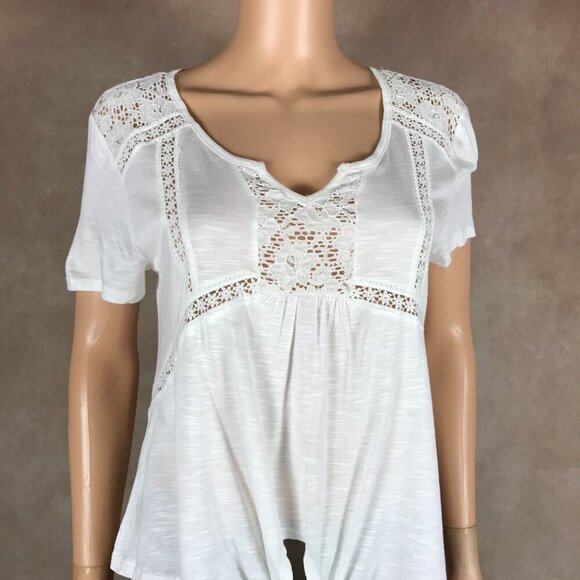 AMERICAN RAG CIE White Knit Tie Front Top NWOT SMALL - Picture 5 of 8